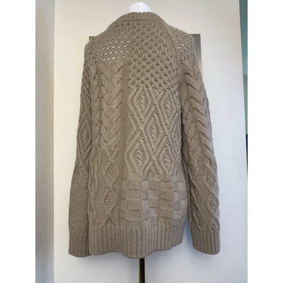 Ami Amalia‎ Cable Knit Sweater Italian Merino WoolBrownWomens Size Medium